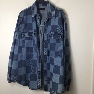 Juny Tuny women denim Blue Checkered Denim Jacket medium